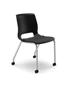 HON Motivate Stacking Chair With Casters, Padded Seat, Onyx, Set Of 2