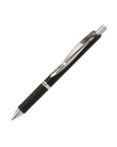 EnerGel PRO Pigment Gel Pens, Medium Point, 0.7 mm, Black/Silver Barrel, Black Ink, Pack Of 12