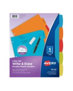 Avery Big Tab Write & Erase Durable Plastic Dividers, 8 1/2in x 11in, Multicolor Brights, 5-Tab