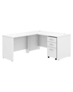 Bush Business Furniture Studio C 60inW x 30inD L Shaped Desk with Mobile File Cabinet and 42inW Return, White, Standard Delivery