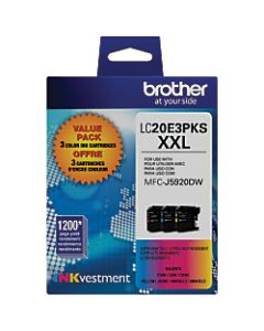Brother Genuine LC20E3PKS Super High-Yield Color Ink, 3 Pack