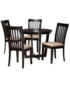 Baxton Studio Nellie Dining Set, 29-15/16inH x 35-7/16inW x 35-7/16inD, Sand/Dark Brown