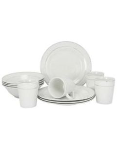 Gibson Home Tuxedo Deluxe 12-Piece Dinnerware Set, White/Gold
