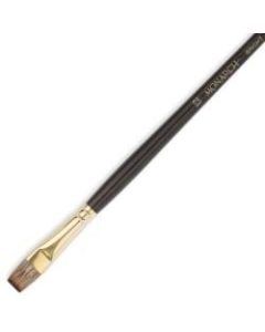 Winsor & Newton Monarch Long-Handle Paint Brush, Size 12, Flat Bristle, Synthetic, Brown