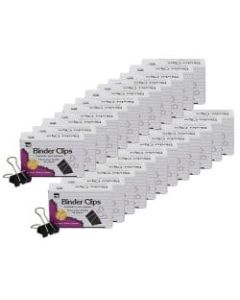 Charles Leonard Binder Clips, 5/8in, 80 Sheets, Black, 12 Clips Per Box, Pack Of 24 Boxes
