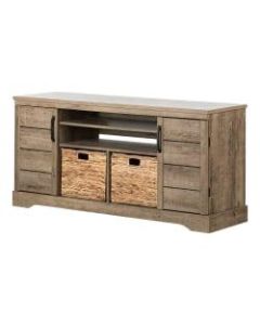 South Shore Fitcher TV Stand For TVs Up To 65in, Weathered Oak