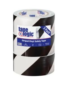 BOX Packaging Striped Vinyl Tape, 3in Core, 2in x 36 Yd., Black/White, Case Of 3