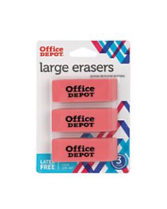Office Depot Brand Beveled Erasers, Pink, Pack Of 3 Erasers