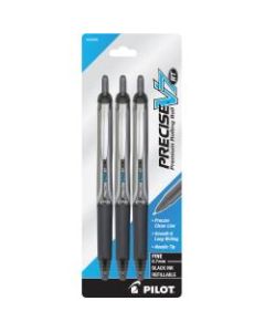 Pilot Precise V7 Liquid Ink Retractable Rollerball Pens, Fine Point, 0.7 mm, Assorted Barrel Colors, Black Ink, Pack Of 3 Pens