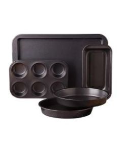 Gibson Sunbeam Kitchen Bake 5-Piece Non-Stick Carbon Steel Bakeware Set, Black