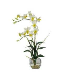 Nearly Natural Dendrobium With Glass Vase, Cream