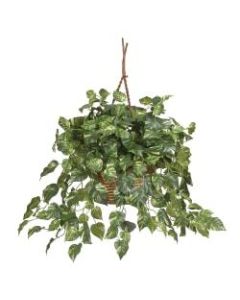 Nearly Natural 26in Pothos Hanging Plant With Basket