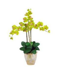 Nearly Natural 27in Silk Triple Stem Phalaenopsis Orchid, Green
