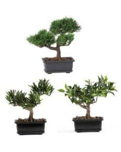 Nearly Natural 8 1/2in Silk Bonsai Plant With Pot, 8 1/2inH x 8 1/2inW x 5inD, Set of 3