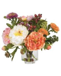 Nearly Natural 10in Silk Peony Flower With Vase