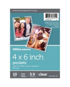 Office Depot Brand Clear Pockets, 4in x 6in, Pack Of 10