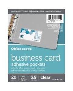 Office Depot Brand Adhesive Business Card Pockets, Clear, Pack Of 20