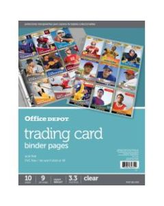 Office Depot Brand Trading Card Binder Pages, 8-1/2in x 11in, Clear, Pack Of 10