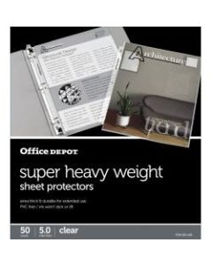 Office Depot Brand Super Heavyweight Sheet Protectors, 8-1/2in x 11in, Clear, Pack Of 50