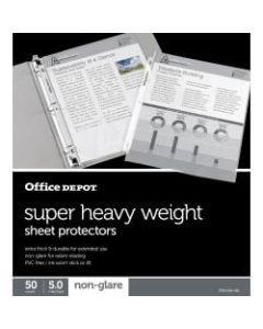 Office Depot Brand Super Heavyweight Sheet Protectors, 8-1/2in x 11in, Clear, Non-Glare, Pack Of 50