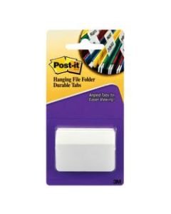 Post-it Notes Durable Hanging Angled Solid File Folder Tabs, 2in x 1-1/2in, White, Pack Of 50 Tabs