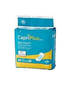 Capri Plus Bladder Control Pad Incontinent Liners, Extra Plus, 6 1/2in x 13 1/2in, White, Case Of 28