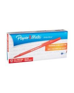 Paper Mate Stick Pens, Ballpoint, 08mm, Red/Red, Pack of 12