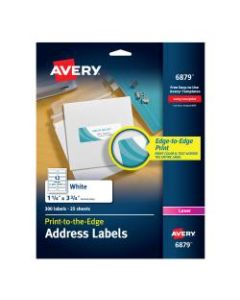 Avery Print-To-The-Edge Permanent Laser Shipping Labels, 6879, 1 1/4in x 3 3/4in, White, Pack Of 300