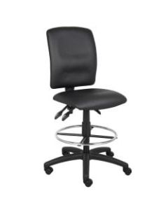 Boss Office Products Bonded LeatherPlus Drafting Stool, Black/Chrome