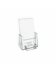 Azar Displays Plastic Trifold Brochure Holders With Business Card Pocket, 7 1/4inH x 4inW x 3 3/4inD, Clear, Pack Of 10