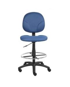Boss Stand Up Fabric Drafting Stool with Foot Rest Black - Blue Crepe Fabric Seat - Blue Crepe Fabric Back - 5-star Base - 20in Seat Width x 18in Seat Depth - 19.5in Width x 25in Depth x 49.5in Height - 1 Each