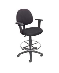 Boss Drafting Stool, Adjustable Arms, Black, B1616-BK