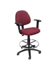 Boss Drafting Stool, Adjustable Arms, Burgundy, B1616-BY