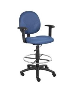 Boss Drafting Stool, Adjustable Arms, Blue/Chrome,  B1691-BE