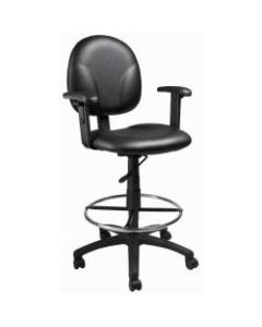 Boss Drafting Stool With Antimicrobial Protection, Adjustable Arms, Footring, Black
