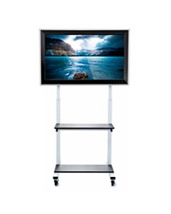 Luxor CLCD Crank Adjustable Flat-Panel TV Cart, 66inH x 30?W x 29 1/2?D, Light Gray/Black