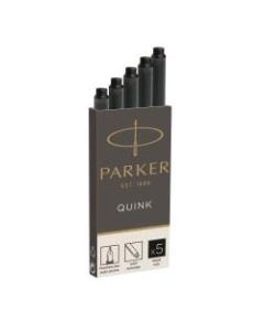 Parker Quink Fountain Pen Replacement Ink Cartridges, Black, Pack Of 5 Cartridges