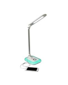 OttLite Wellness Series Glow LED Desk Lamp With Color Changing Base, Adjustable Height, 17inH, White Shade/White Base