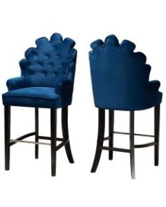 Baxton Studio Chloe Bar Stools, Navy Blue, Set Of 2 Stools