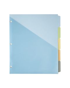 Office Depot Brand Single-Pocket Write-On Dividers, 5 Tab, 8 1/2in x 11in, Assorted Colors