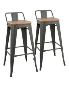 LumiSource Oregon Low-Back Bar Stools, Gray/Brown, Set Of 2 Stools