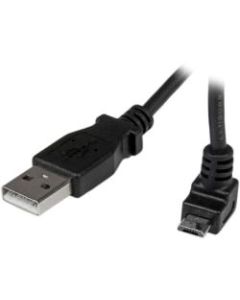StarTech.com 0.5m Micro USB Cable - A to Up Angle Micro B - 1.64 ft USB Data Transfer Cable - First End: 1 x Type A Male USB - Second End: 1 x Type B Male Micro USB - 60 MB/s - Shielding - Black