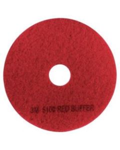 3M 5100 Buffer Floor Pads, 12in Diameter, Red, Box Of 5