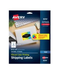 Avery Inkjet Shipping Labels For Color Printing, 8254, 3 1/3in x 4in, White, Pack Of 120
