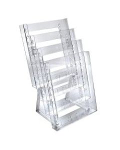 Azar Displays 4-Pocket Crystal Styrene Tiered Modular Brochure Holders, 16 1/2inH x 9inW x 7 1/2inD, Clear, Pack Of 2