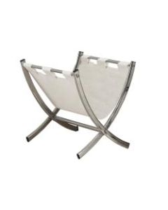 Monarch Specialties Faux Leather/Chrome Magazine Rack, White