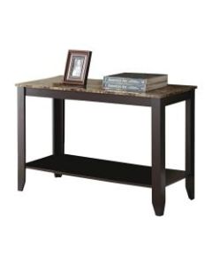Monarch Specialties Marble Top Console Table, Rectangle, Cappuccino