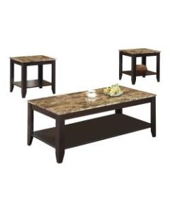 Monarch Specialties 3-Piece Marble-Top Table Set, Rectangle, Cappuccino