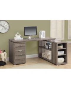 Monarch Specialties L-Shaped Computer Desk With Book Shelf, Dark Taupe