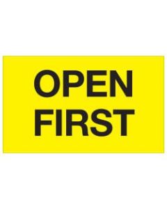 Tape Logic Preprinted Special Handling Labels, DL1221, Open First, Rectangle, 3in x 5in, Fluorescent Yellow, Roll Of 500